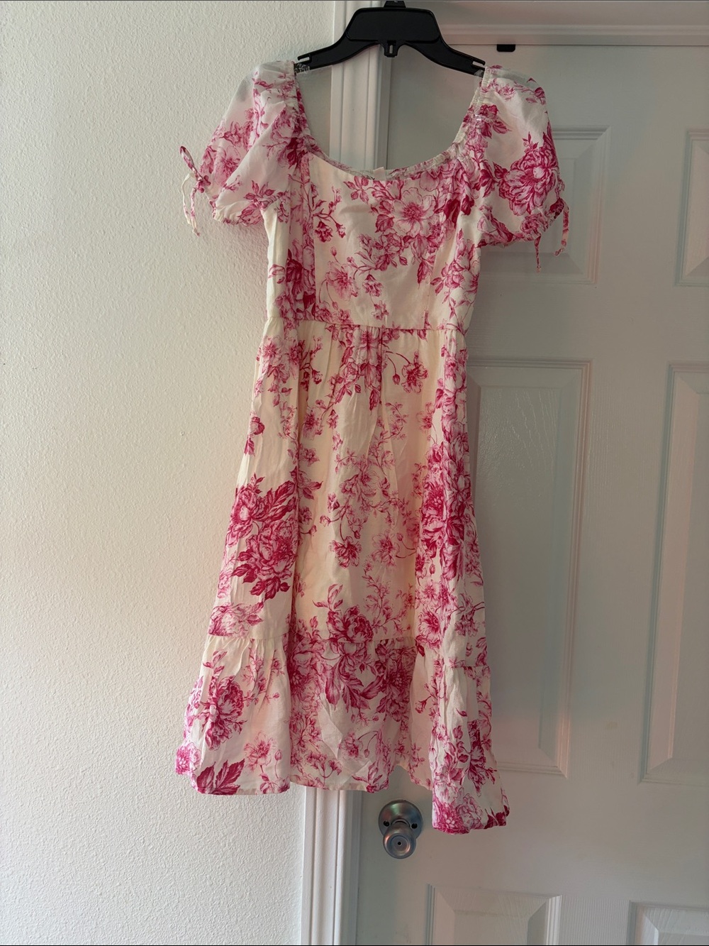 As U Wish Cream Dress with Pink Floral Print